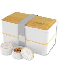 Bento Lunch Box 1,2L. Blanc & bambou. UMAMI