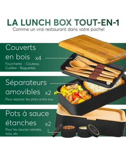 Bento Lunch Box 1,2L Noir &...