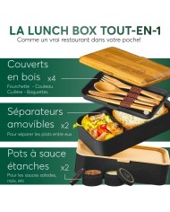 Bento Lunch Box 1,2L Noir & Bambou - UMAMI