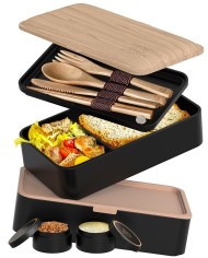 Bento Lunch Box 1,2L. Noir & hêtre. UMAMI