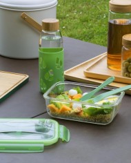 Lunch box nomade en verre avec couverts plastique